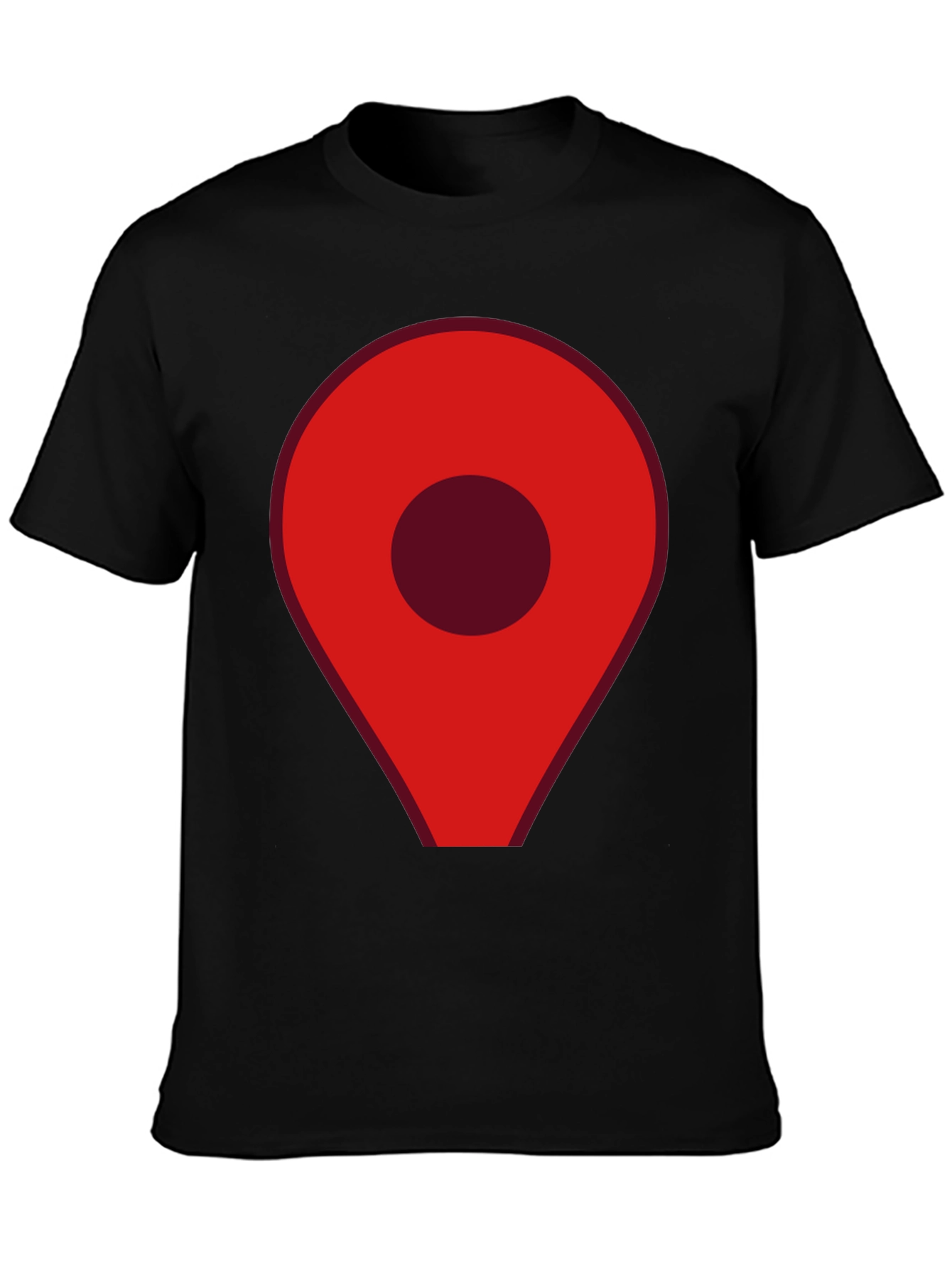 Red Location Pin Graphic Black T-Shirt