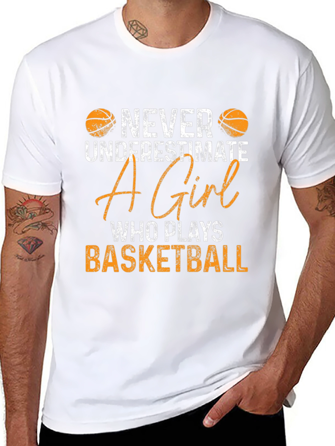 Never Underestimate a Girl Who Plays Basketball T-Shirt
