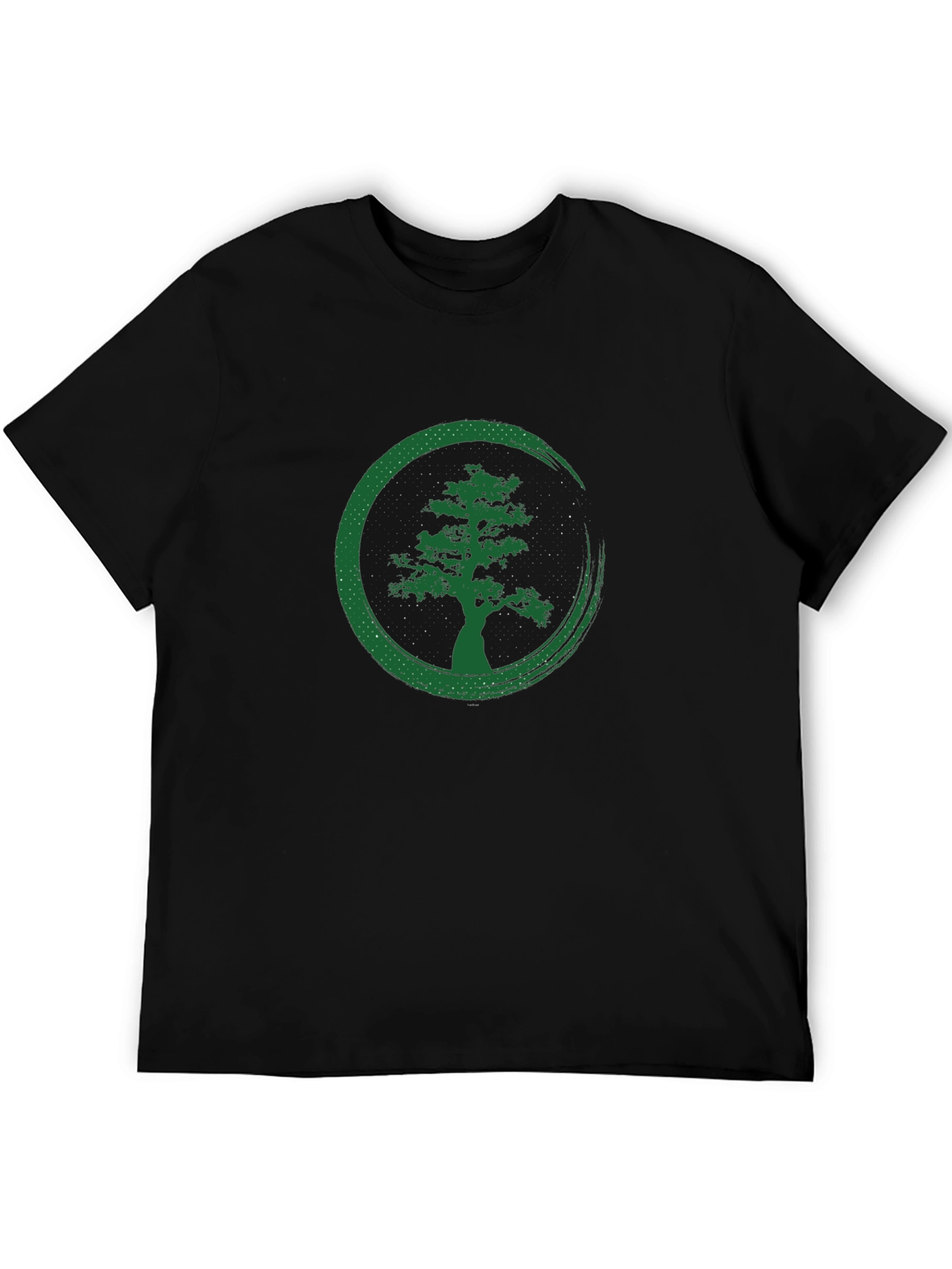 Zen Tree Graphic Tee - Black Cotton T-Shirt