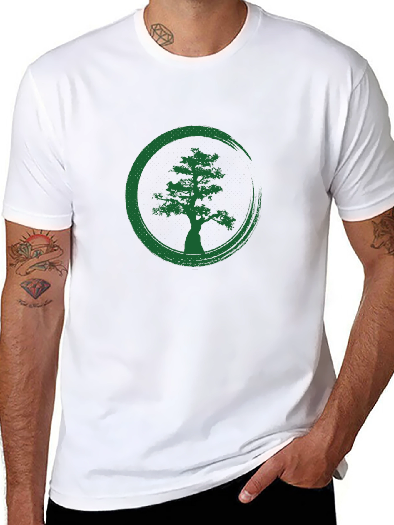 Zen Tree Graphic Tee - Black Cotton T-Shirt