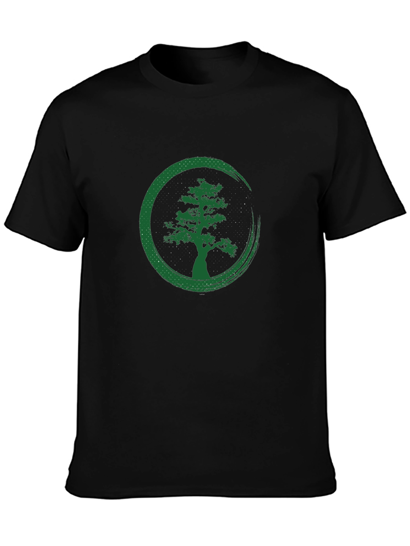 Zen Tree Graphic Tee - Black Cotton T-Shirt