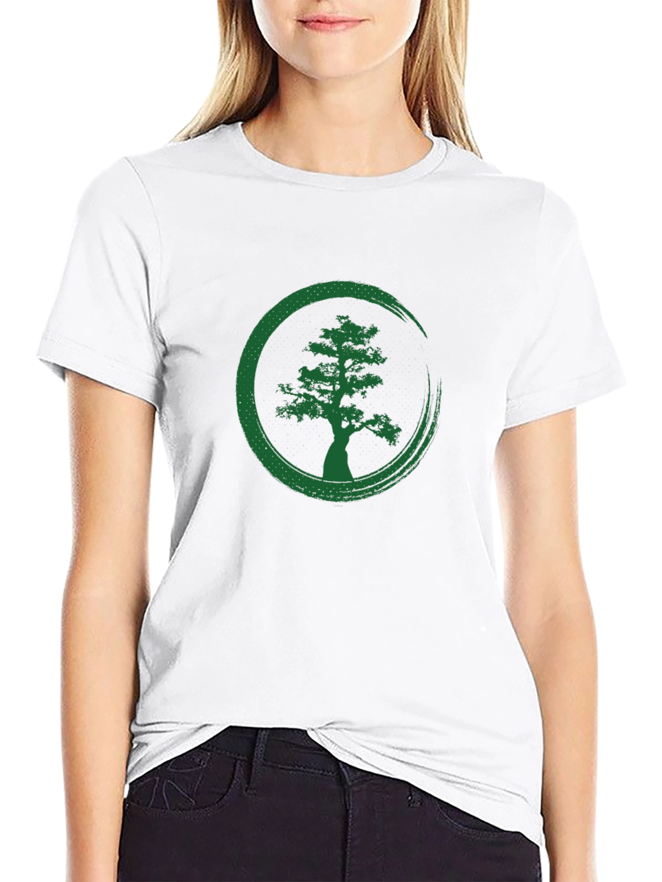 Zen Tree Graphic Tee - Black Cotton T-Shirt