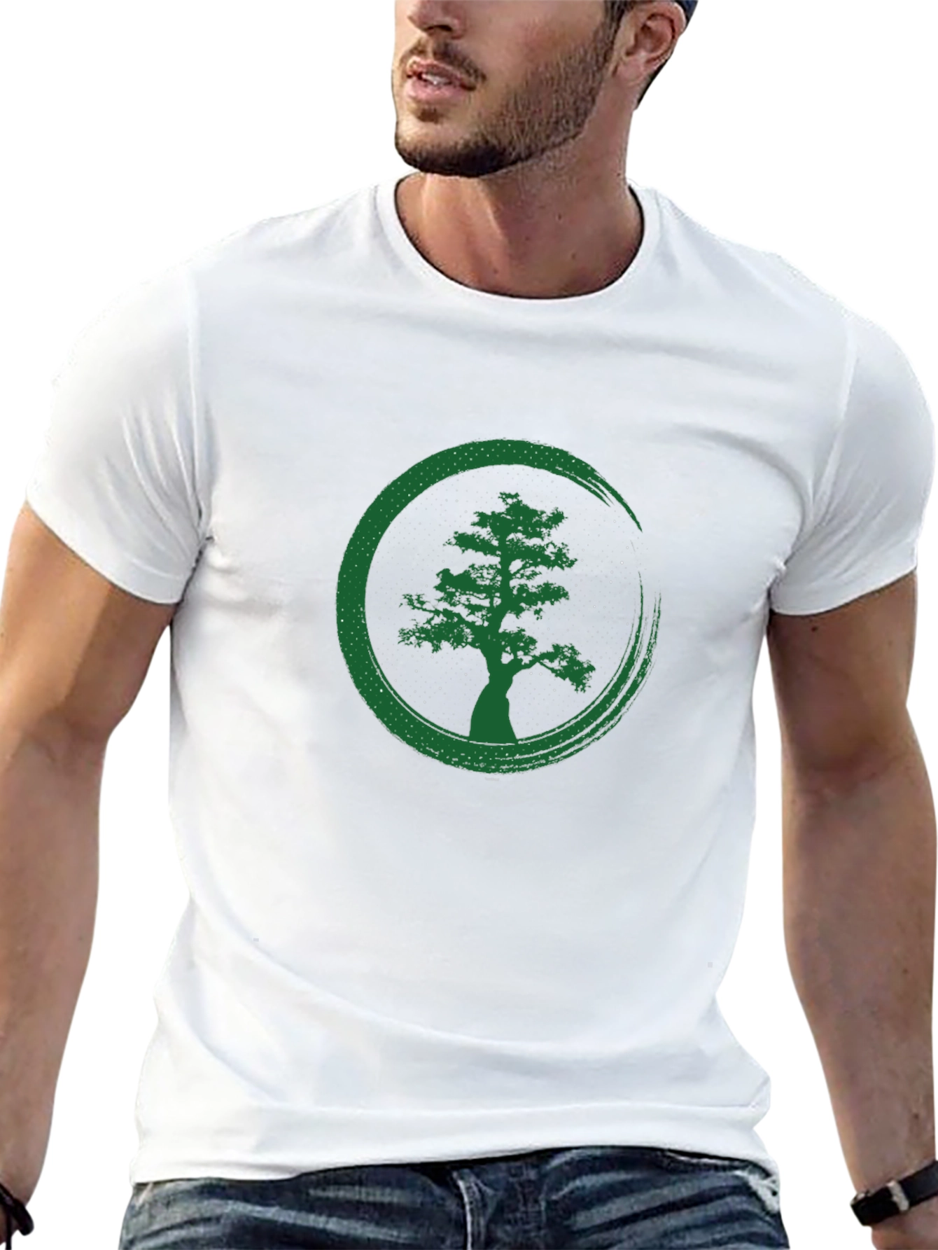 Zen Tree Graphic Tee - Black Cotton T-Shirt