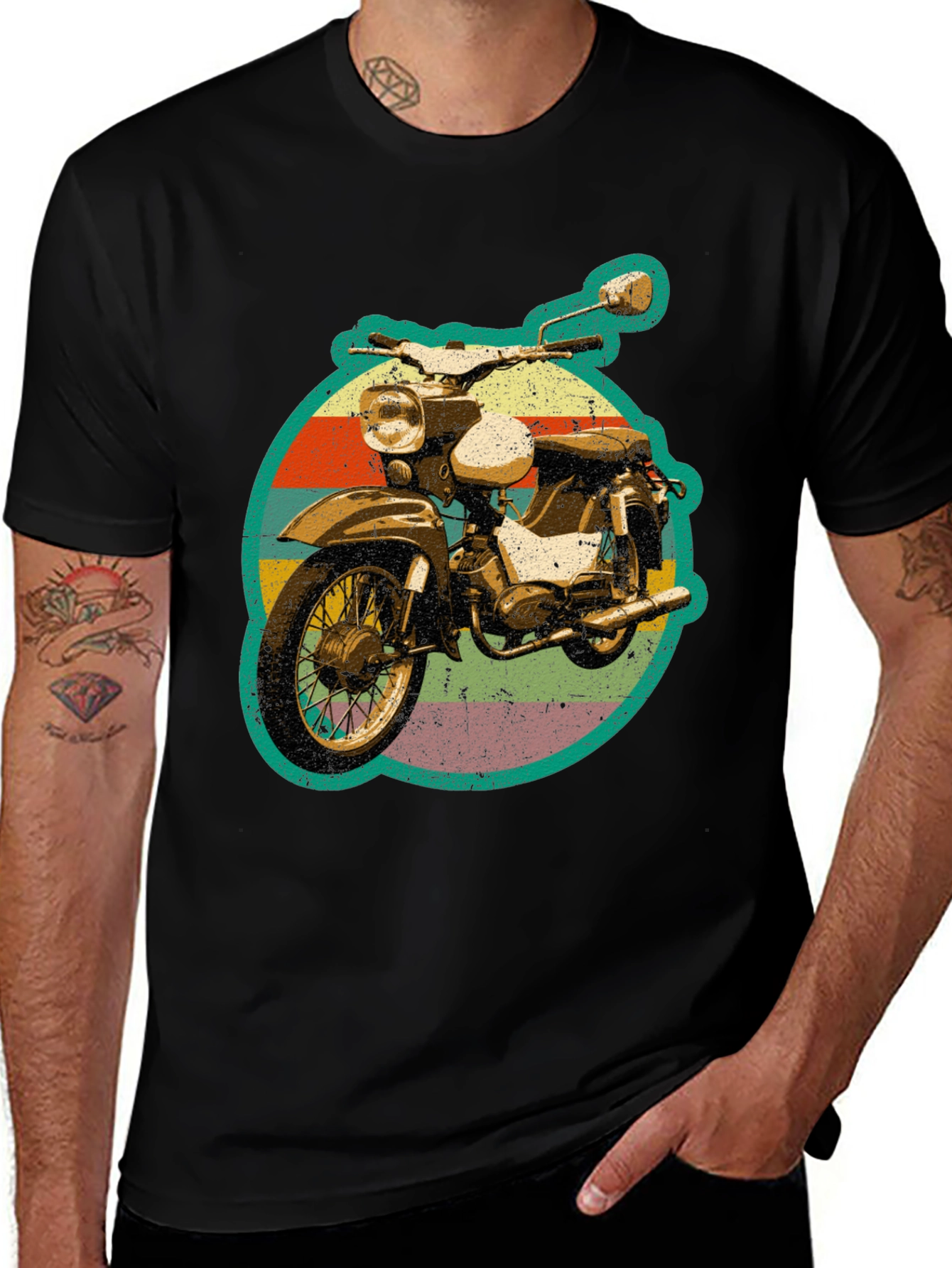 Retro Motorcycle Graphic Tee - Black Unisex T-Shirt