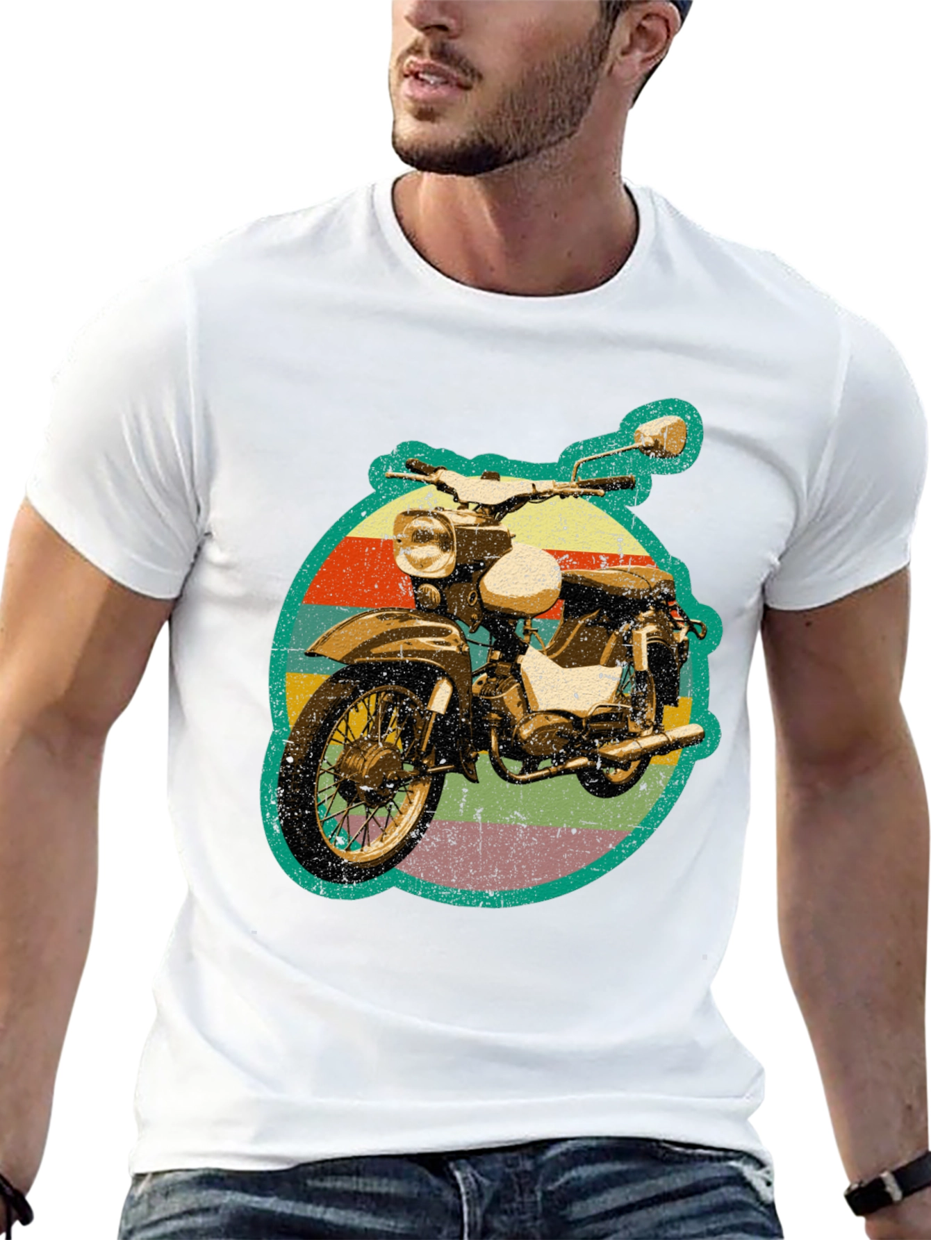 Retro Motorcycle Graphic Tee - Black Unisex T-Shirt