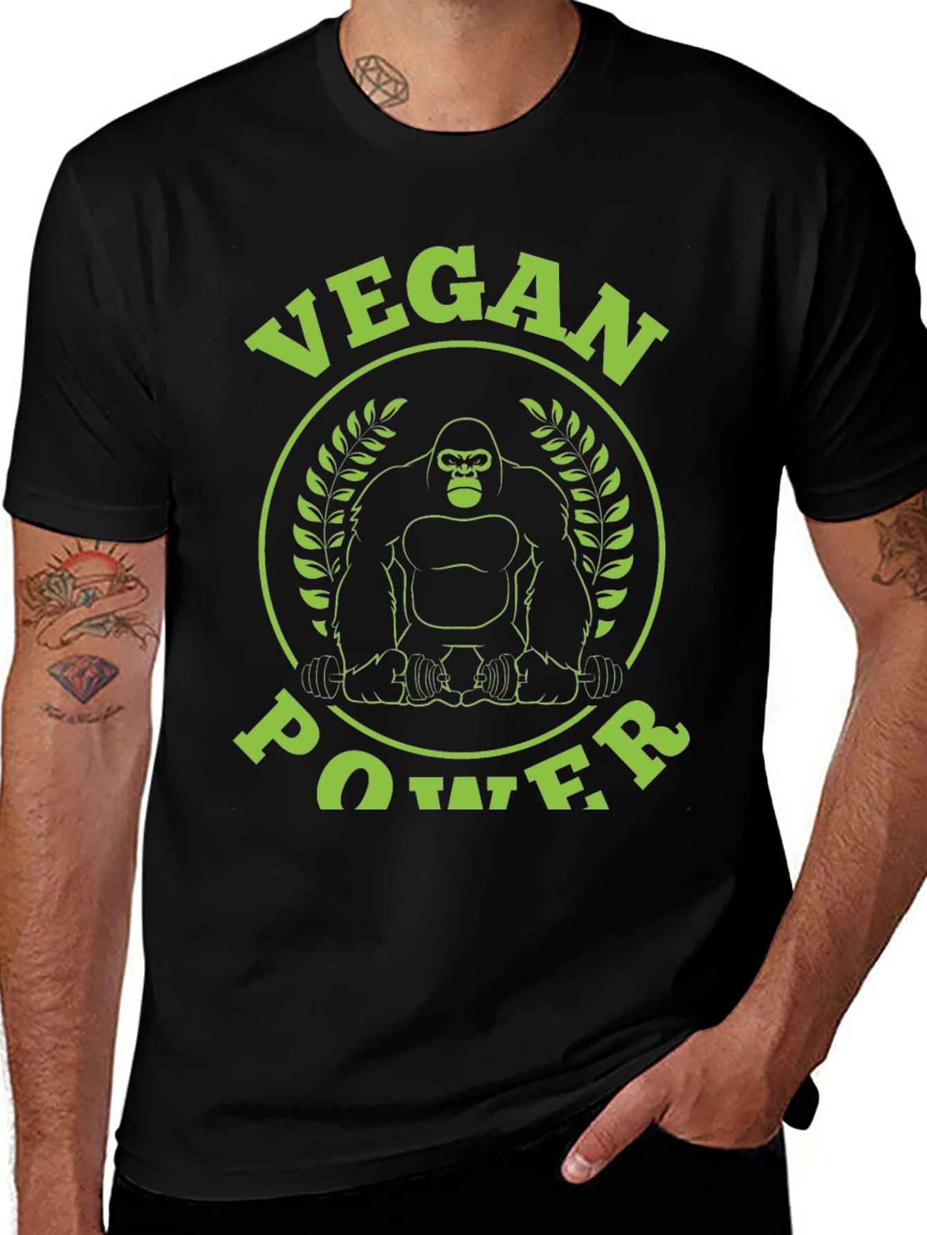 Vegan Power Gorilla Graphic T-Shirt