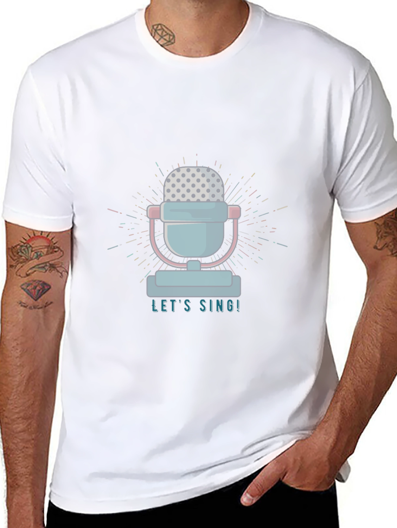 Retro Microphone T-Shirt - Lets Sing!