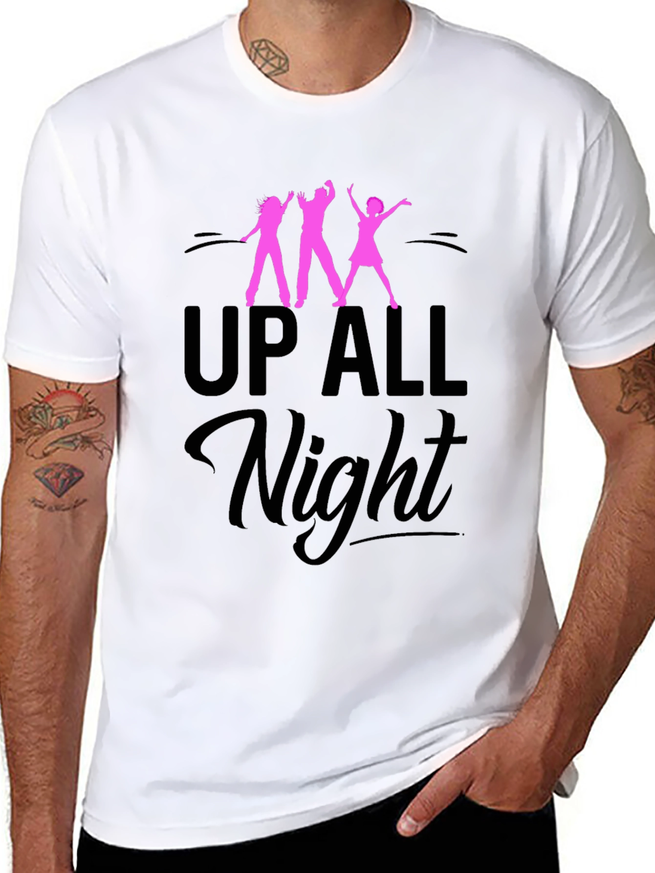 Up All Night Graphic Tee - Black Unisex T-Shirt