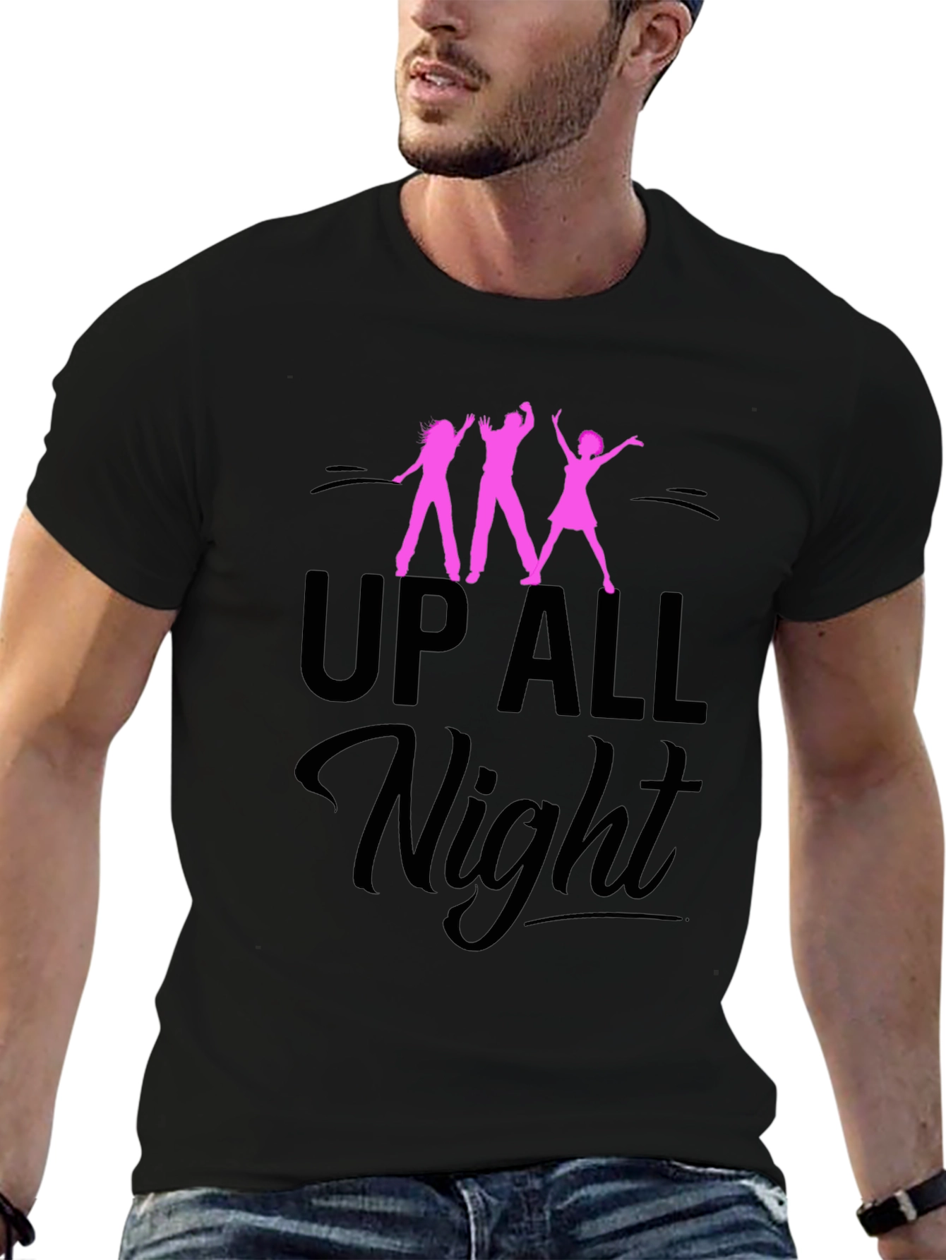 Up All Night Graphic Tee - Black Unisex T-Shirt