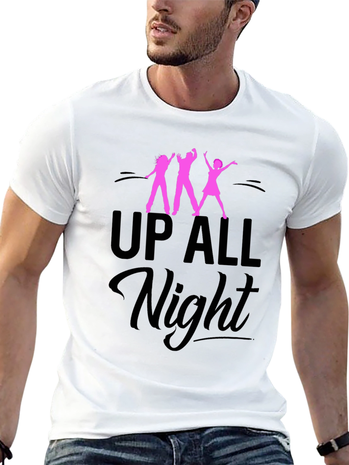 Up All Night Graphic Tee - Black Unisex T-Shirt