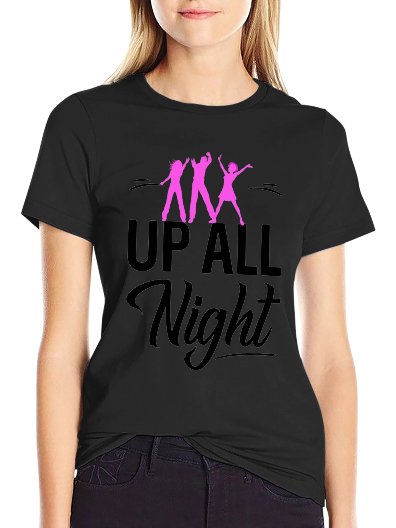 Up All Night Graphic Tee - Black Unisex T-Shirt