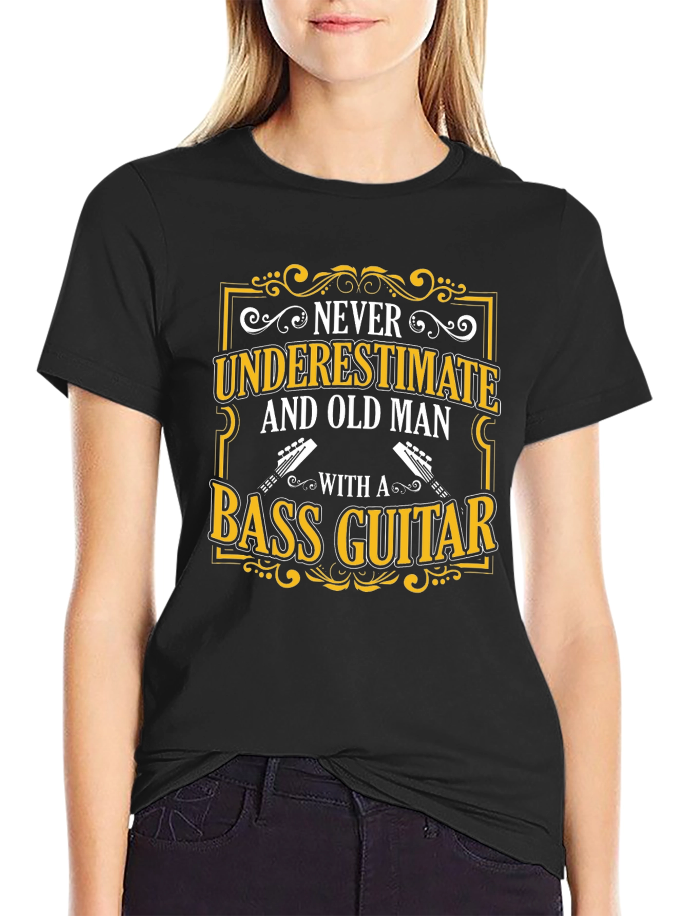 Never Underestimate Old Man Bass Guitar T-Shirt