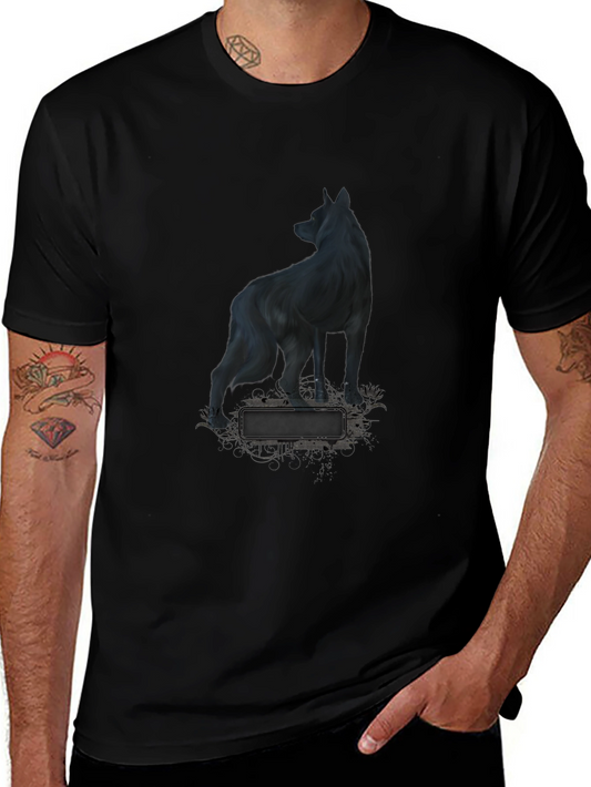 Wolf Graphic Print Black T-Shirt