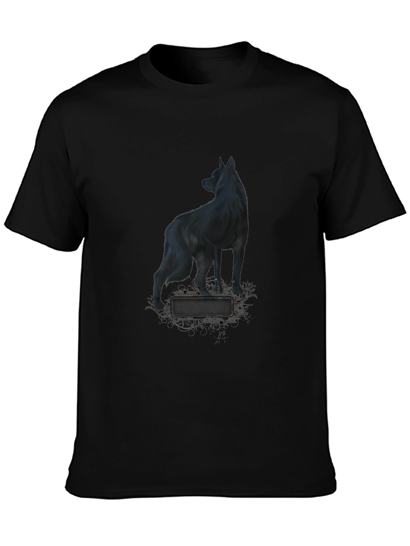 Wolf Graphic Print Black T-Shirt
