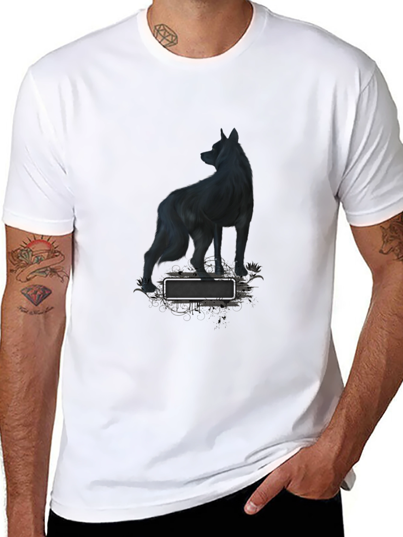 Wolf Graphic Print Black T-Shirt