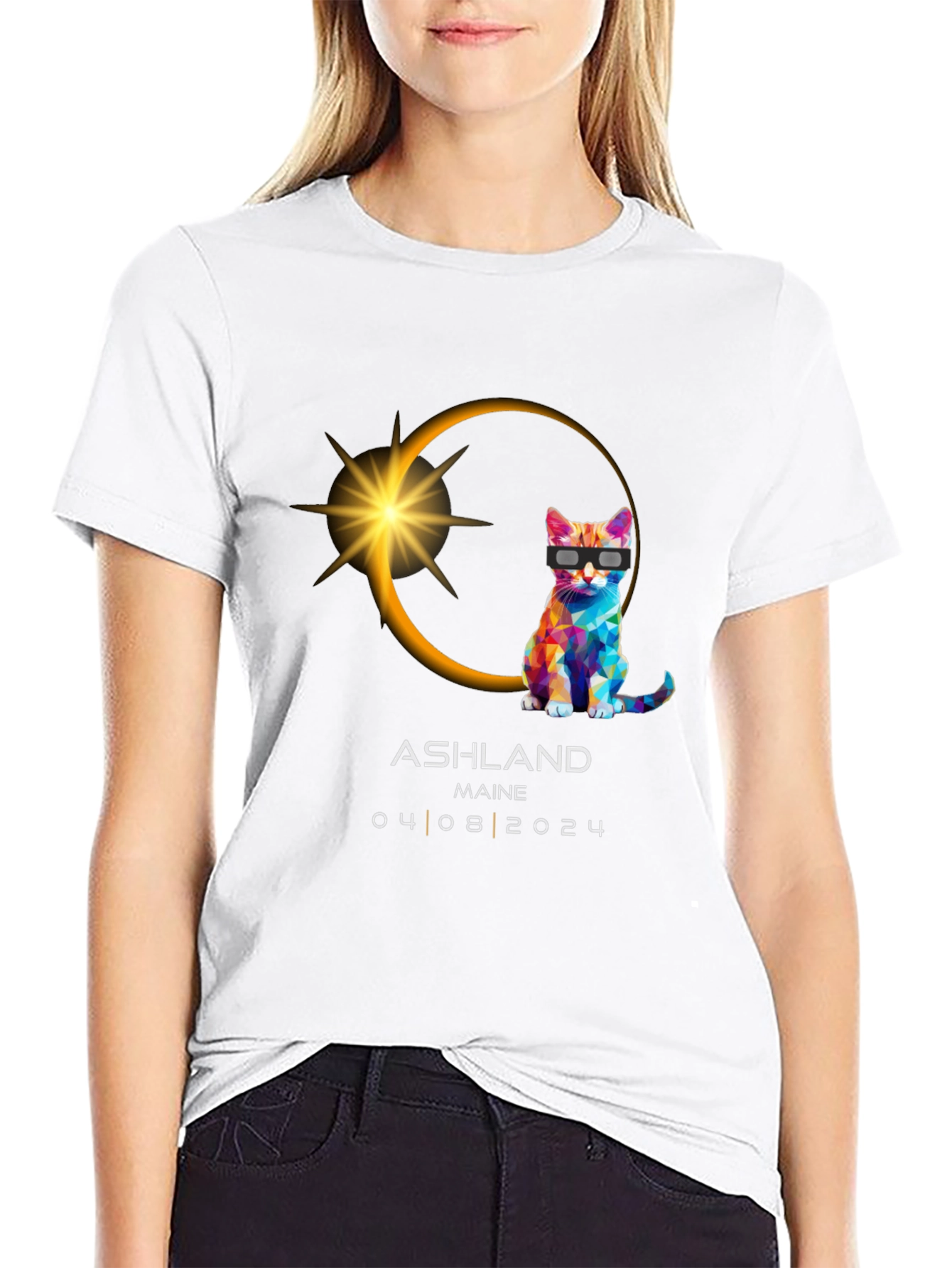 Ashland Maine Eclipse Cat T-Shirt - 04/08/2024