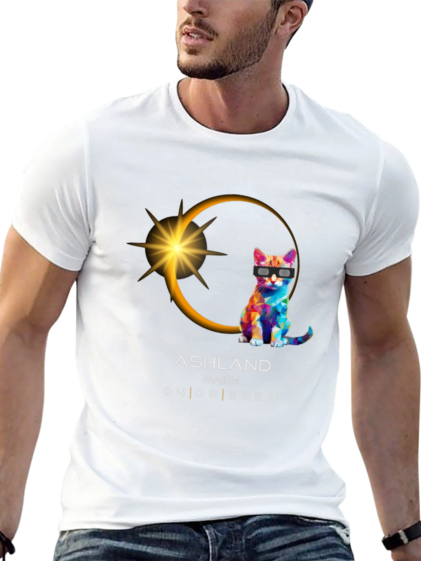 Ashland Maine Eclipse Cat T-Shirt - 04/08/2024