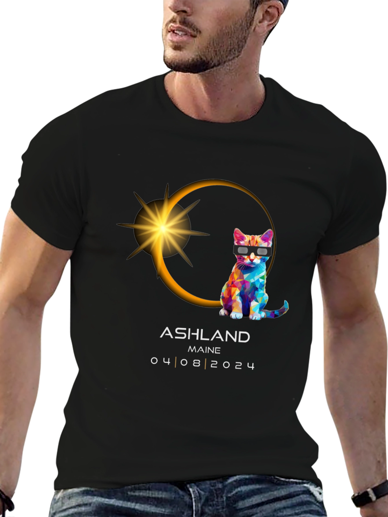Ashland Maine Eclipse Cat T-Shirt - 04/08/2024