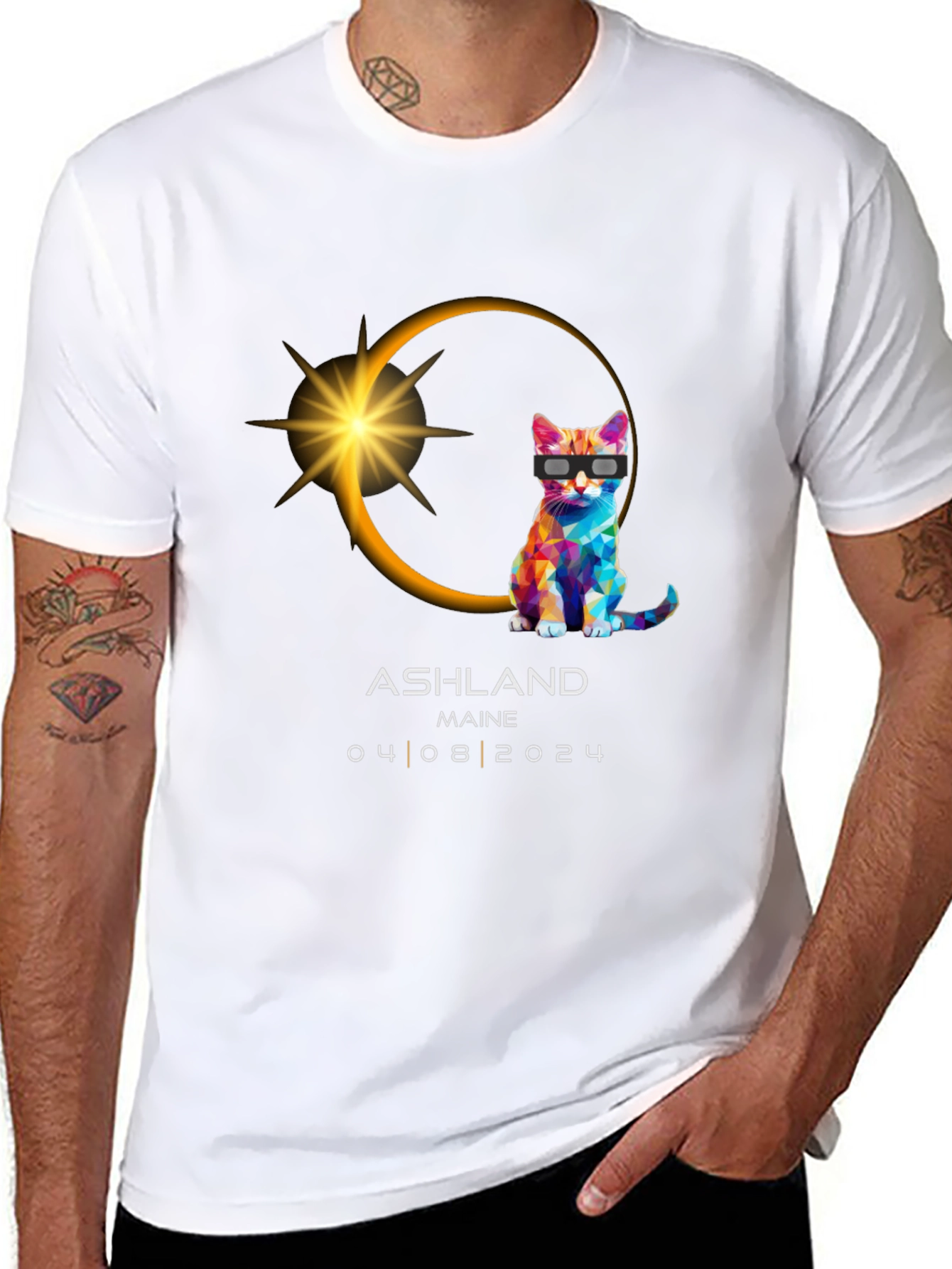 Ashland Maine Eclipse Cat T-Shirt - 04/08/2024