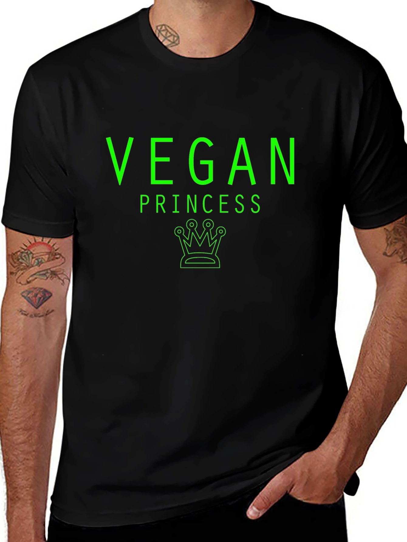 Vegan Princess T-Shirt - Green Graphic Tee
