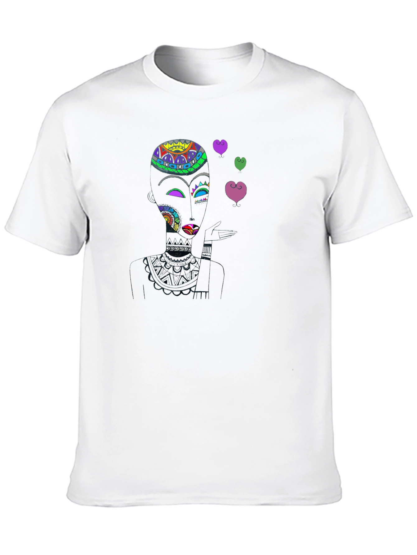 Abstract Woman Blowing Kisses Black T-Shirt