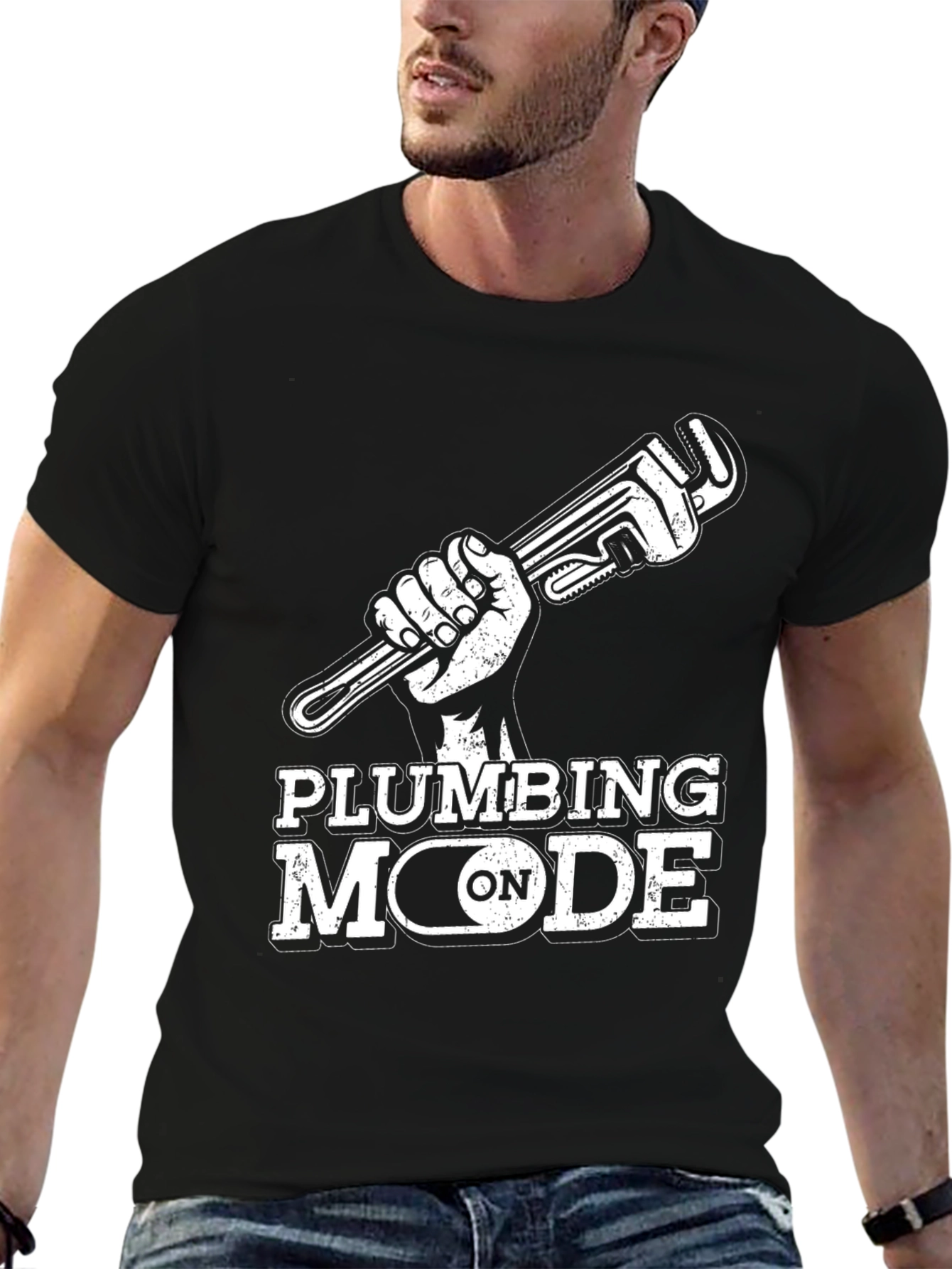 Plumbing Mode On T-Shirt - Black