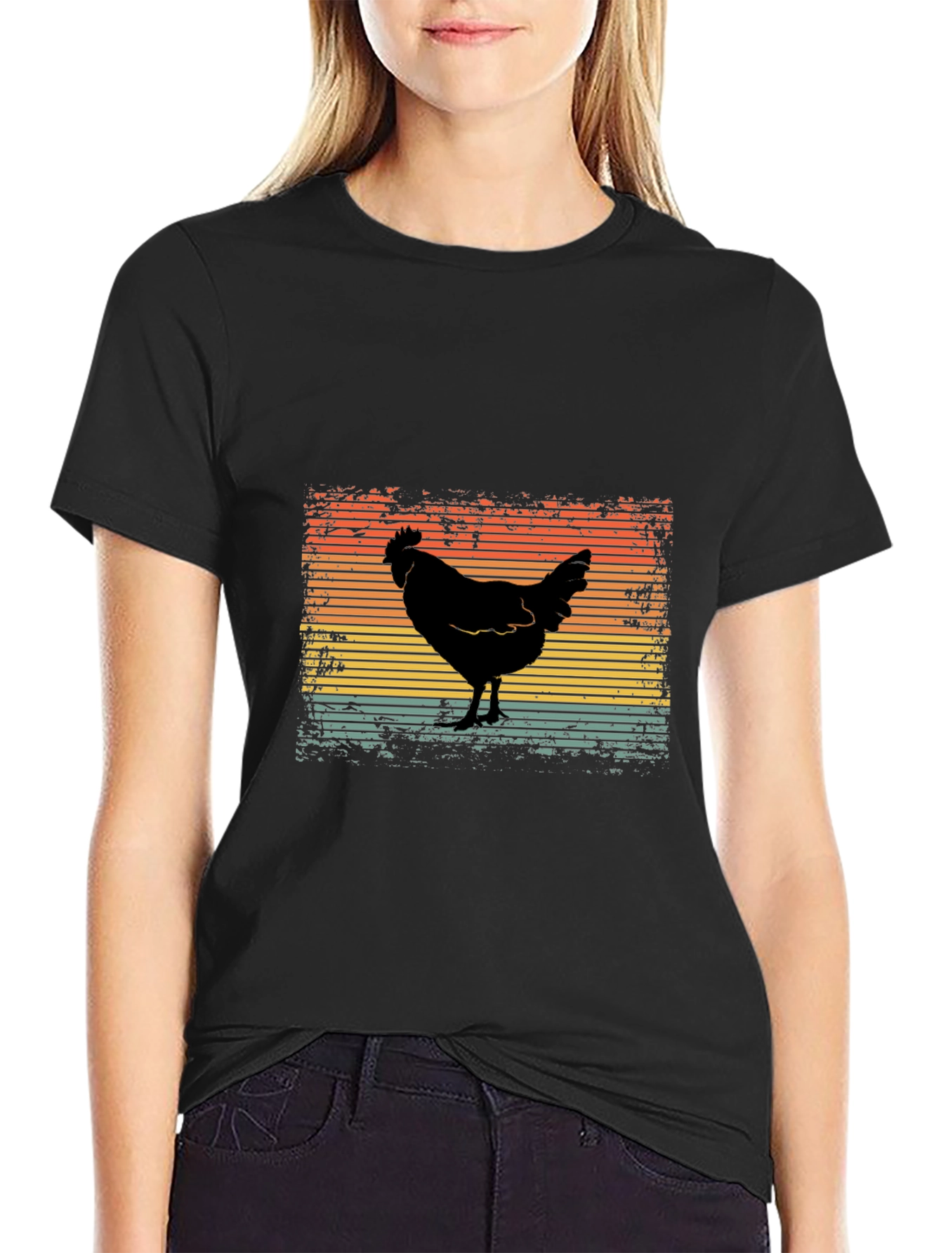 Retro Chicken Graphic Tee - Unisex Cotton Shirt