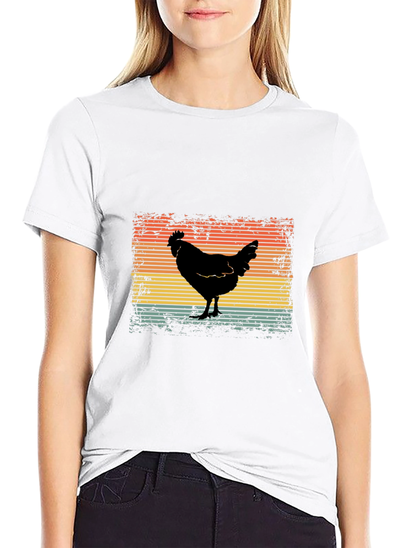 Retro Chicken Graphic Tee - Unisex Cotton Shirt