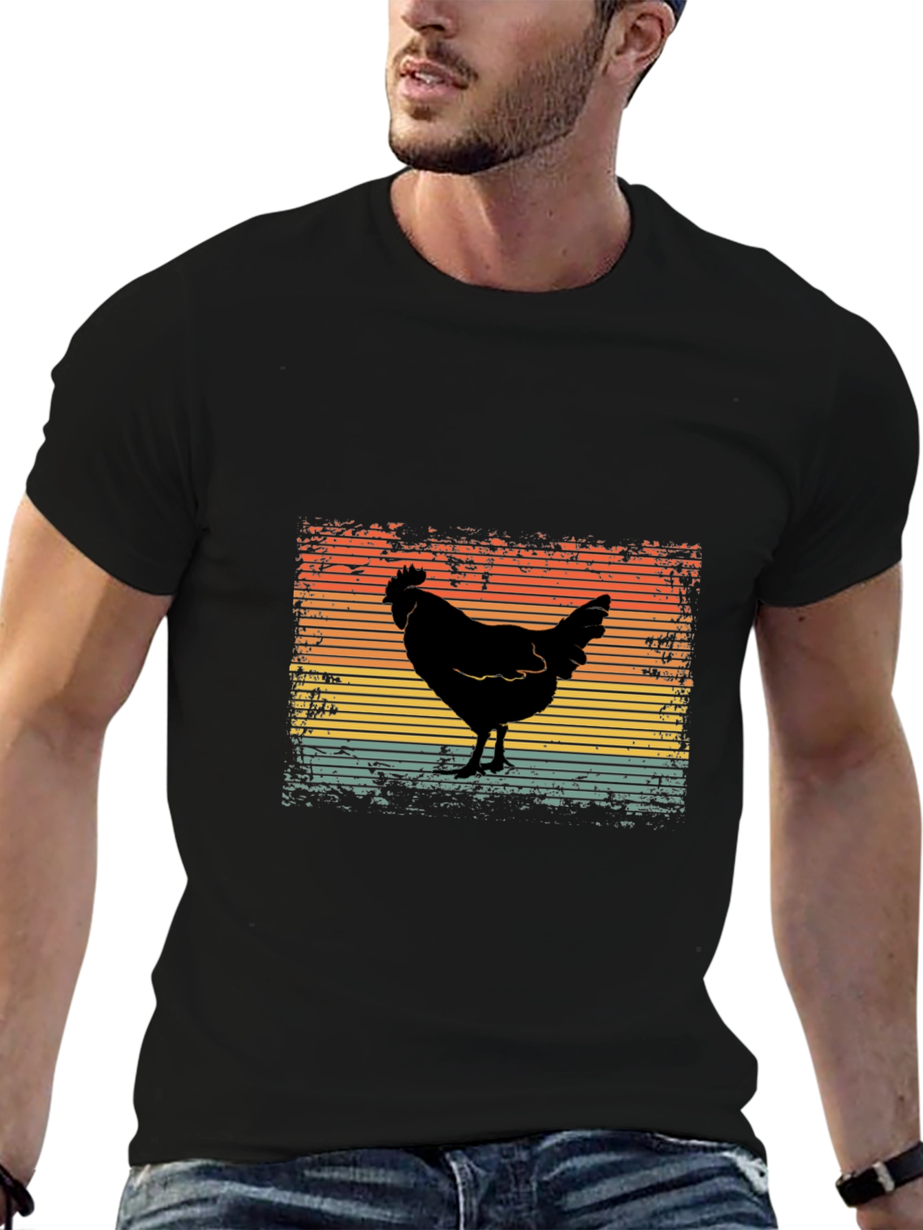 Retro Chicken Graphic Tee - Unisex Cotton Shirt