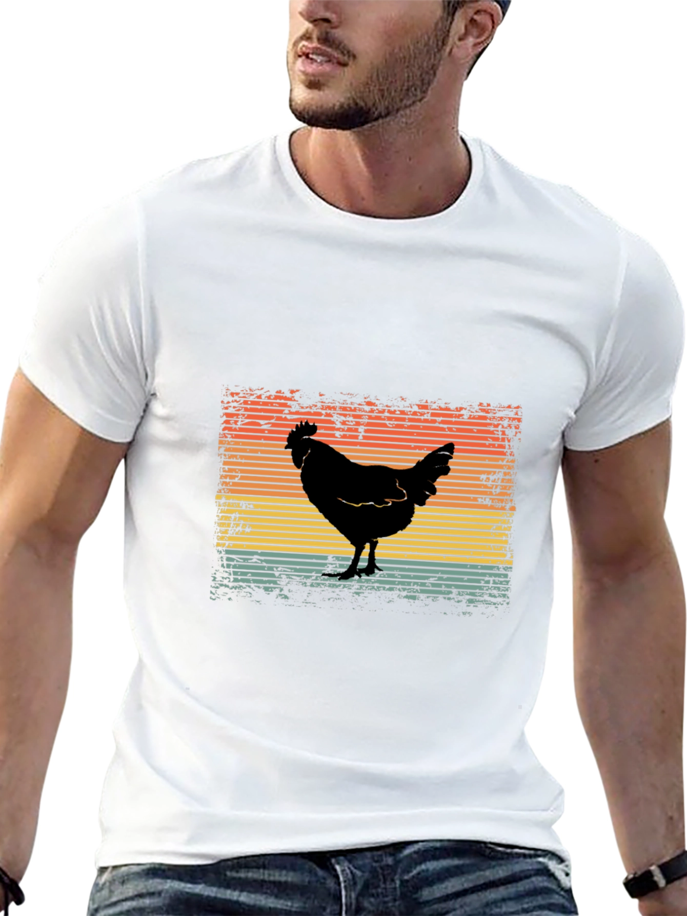 Retro Chicken Graphic Tee - Unisex Cotton Shirt