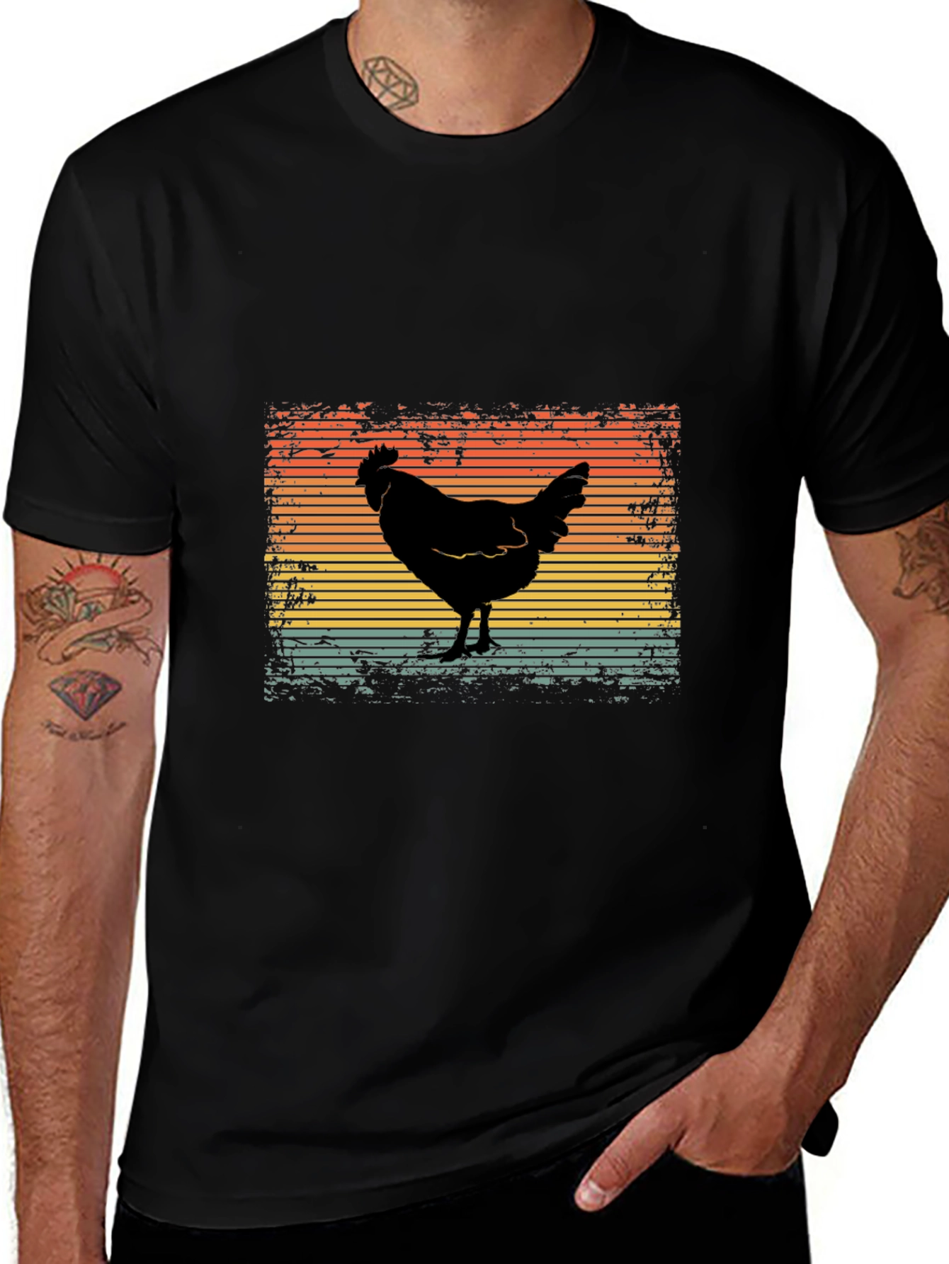 Retro Chicken Graphic Tee - Unisex Cotton Shirt