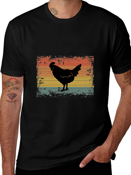 Retro Chicken Graphic Tee - Unisex Cotton Shirt