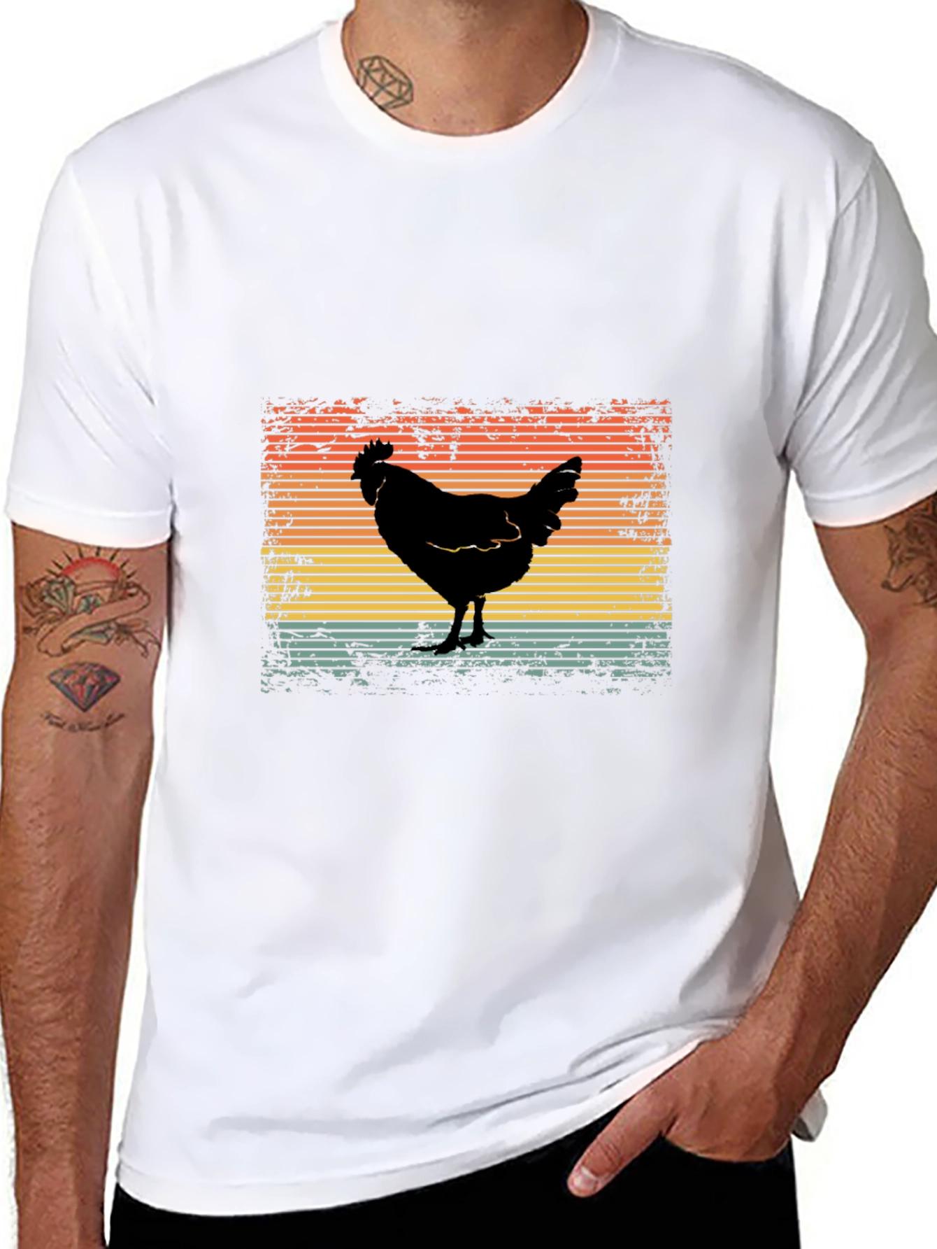 Retro Chicken Graphic Tee - Unisex Cotton Shirt