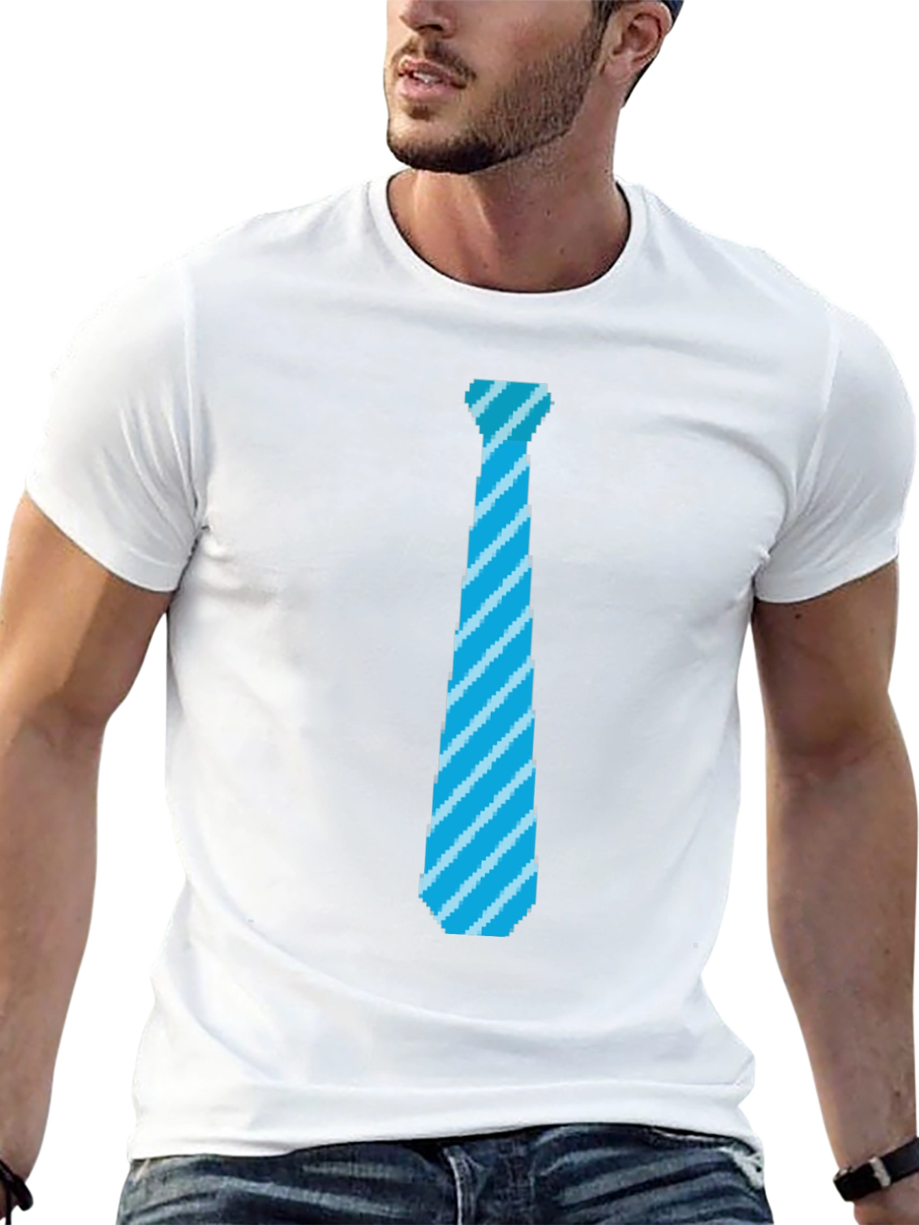 Pixel Tie Graphic T-Shirt - Fun Retro Design