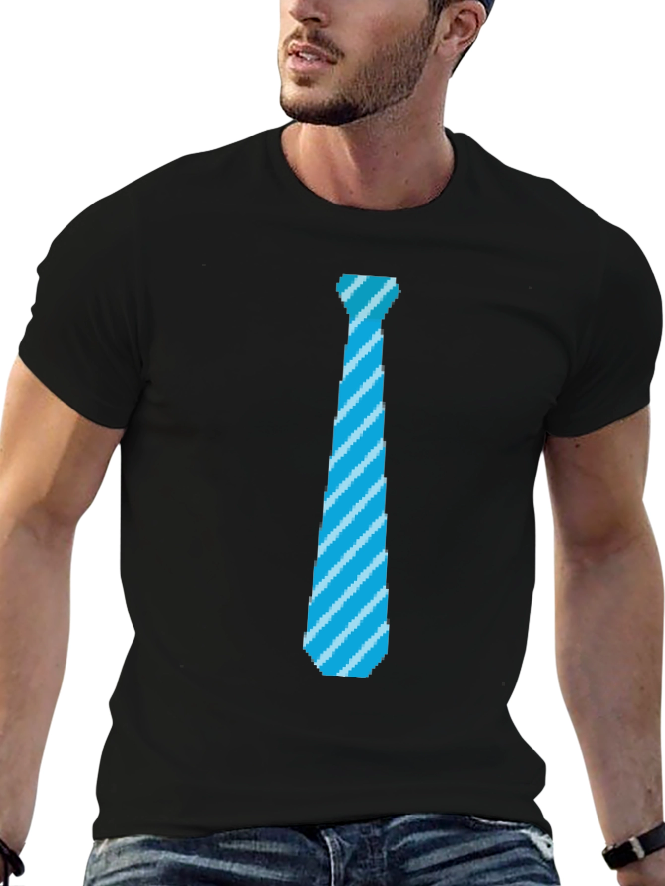 Pixel Tie Graphic T-Shirt - Fun Retro Design