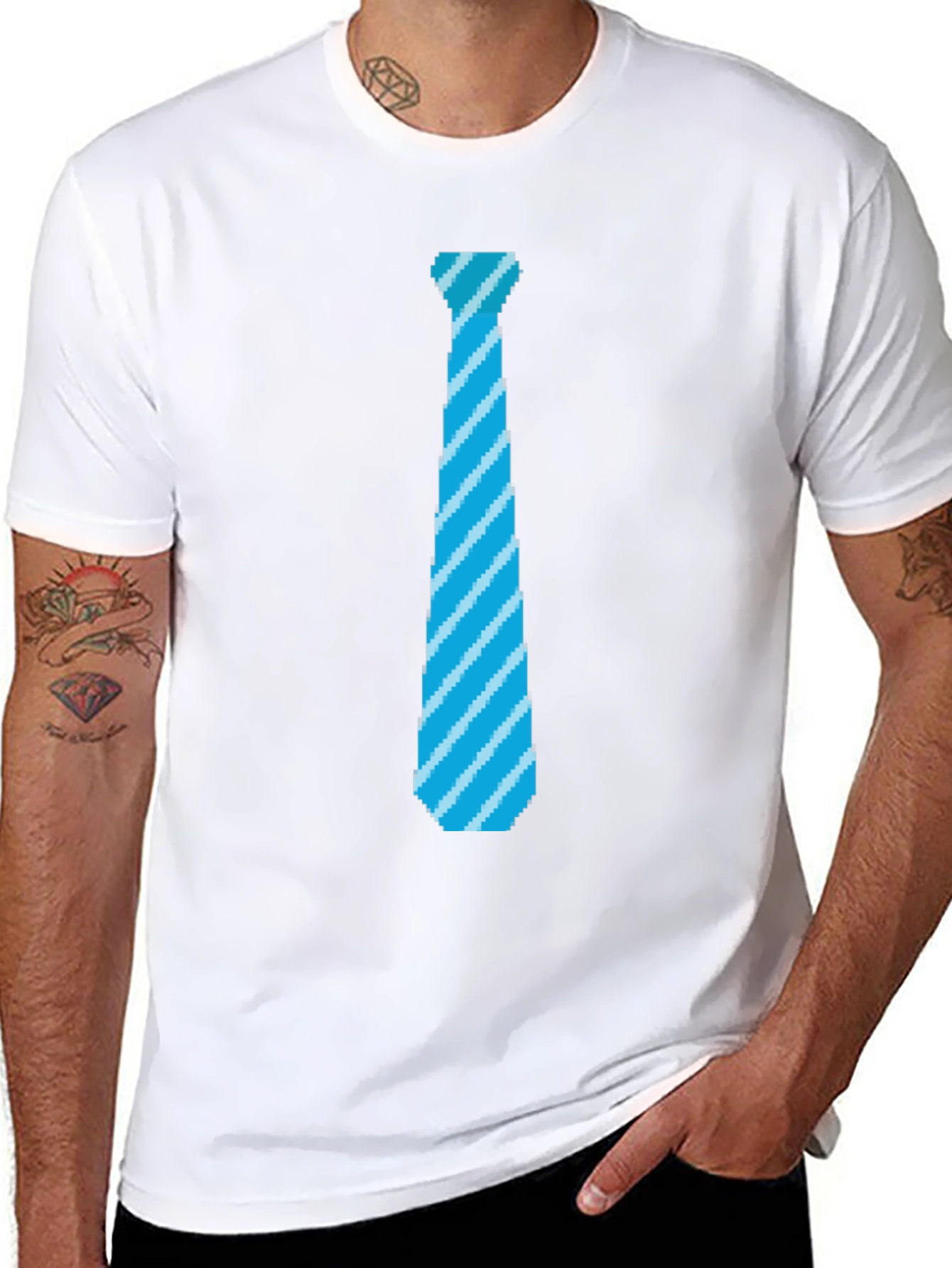 Pixel Tie Graphic T-Shirt - Fun Retro Design
