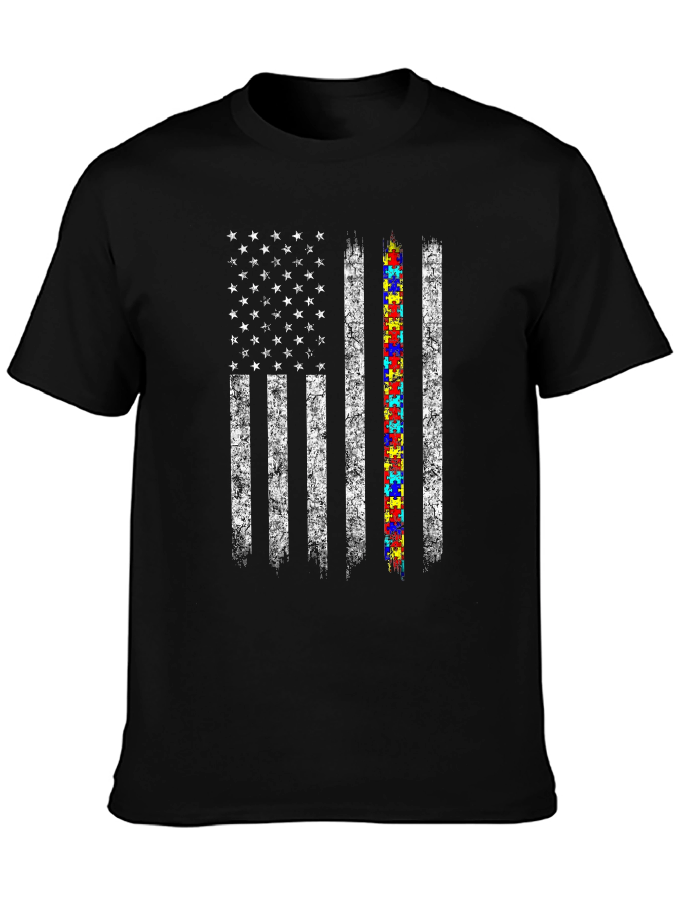 Autism Awareness American Flag T-Shirt