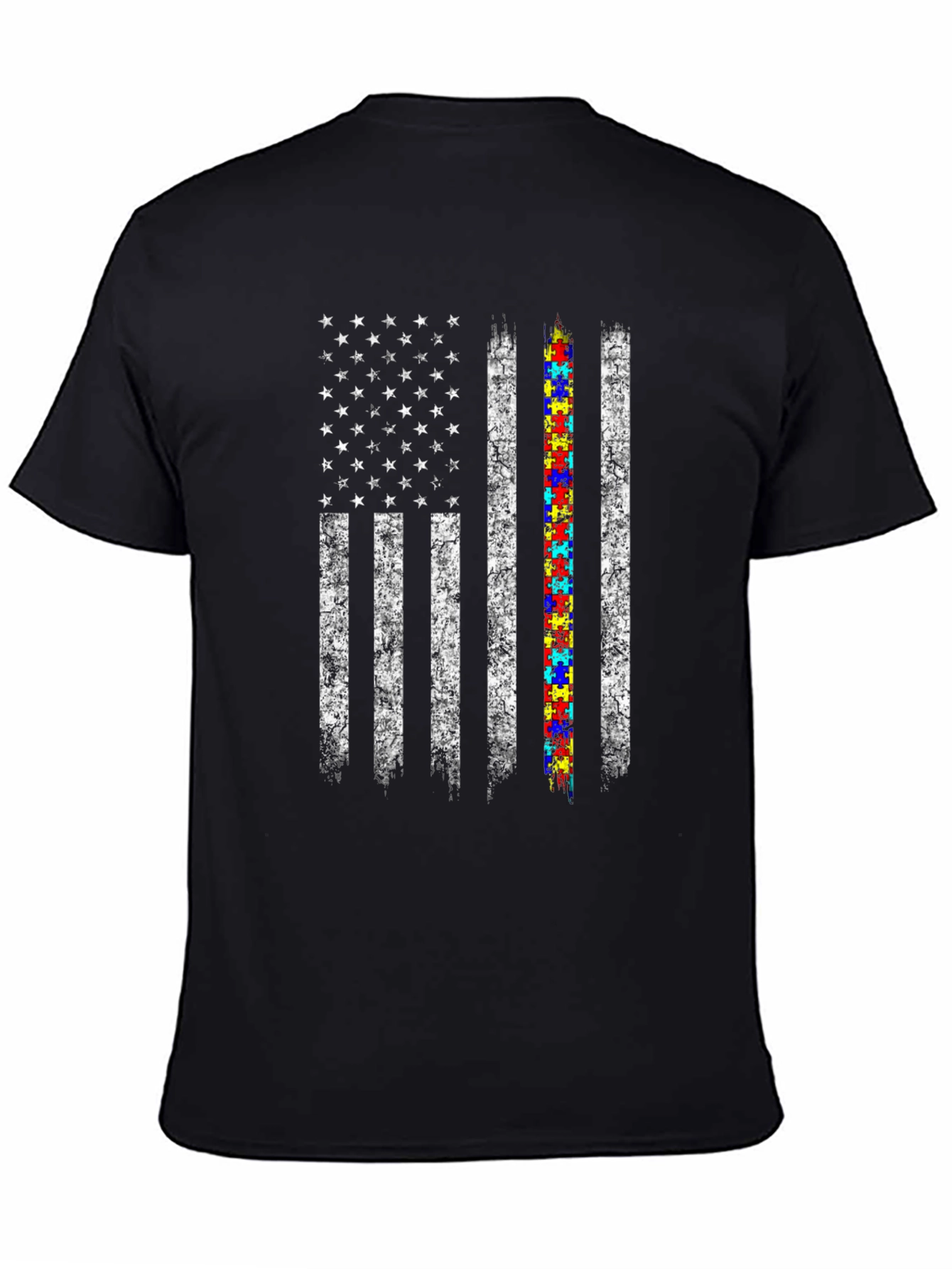 Autism Awareness American Flag T-Shirt
