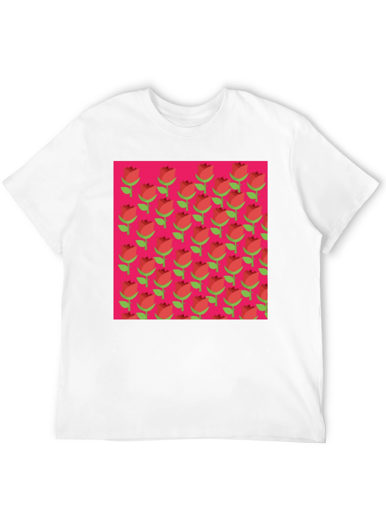 Retro Rose Pattern Tee - Black
