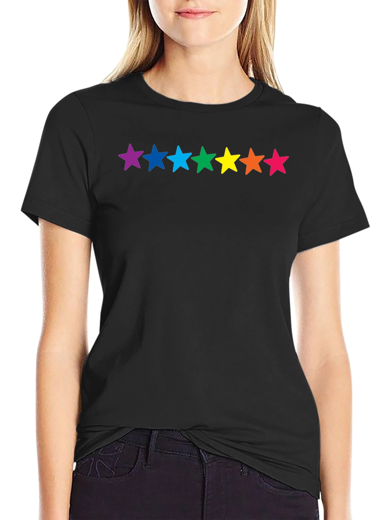 Rainbow Stars Black T-Shirt - Pride Fashion