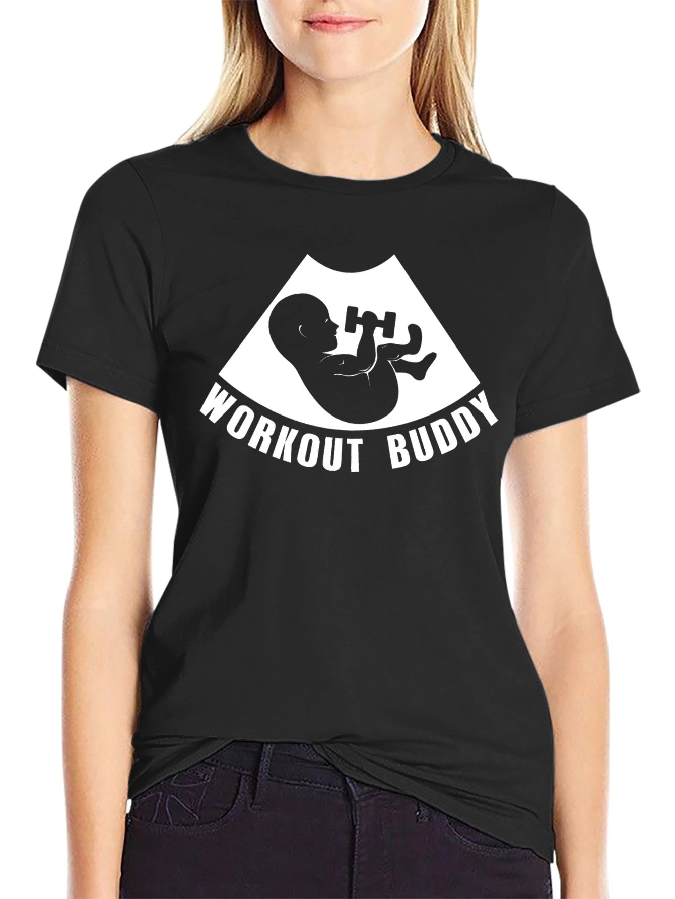 Workout Buddy Pregnancy T-Shirt Funny Expecting Mom Gift