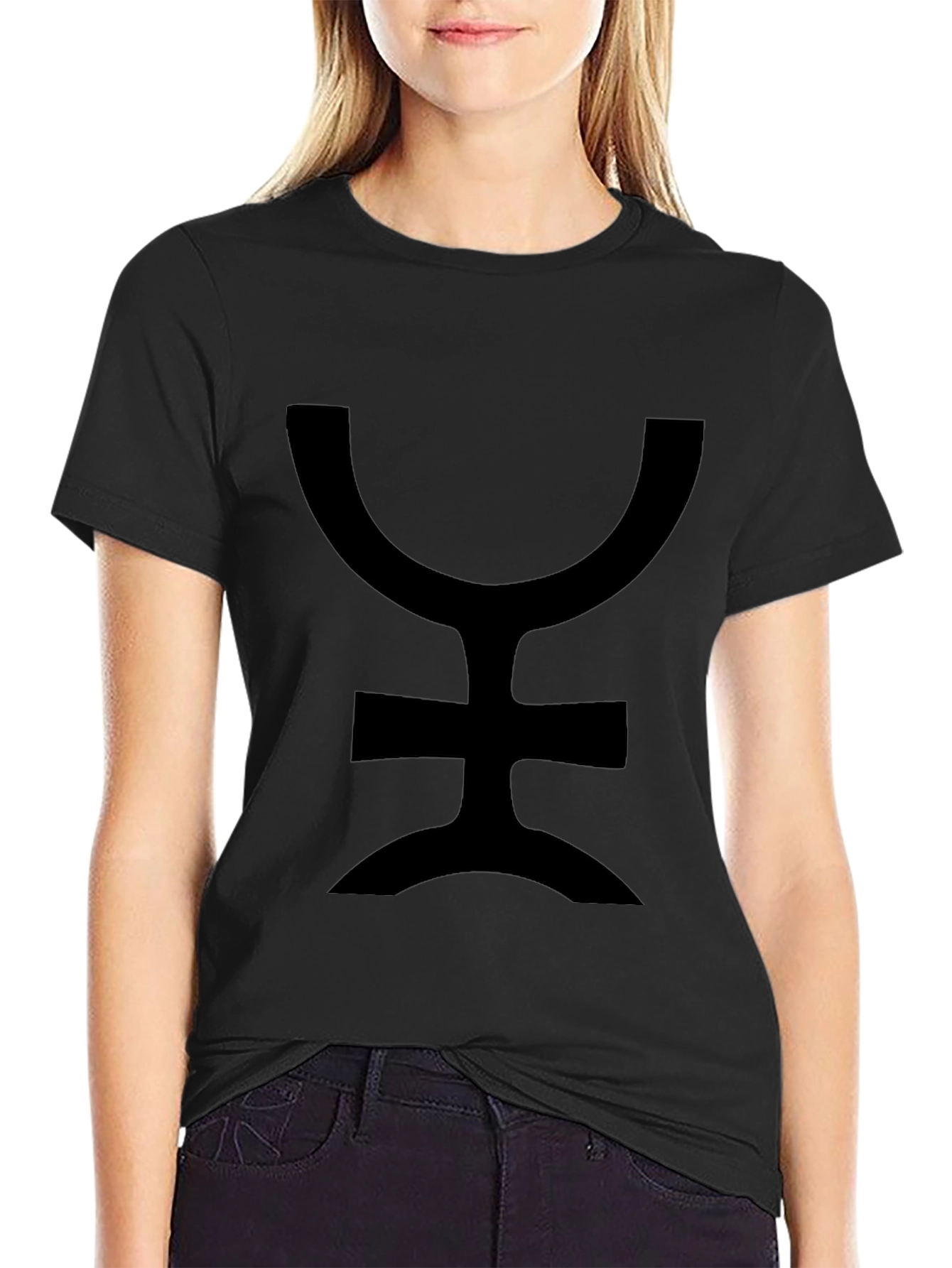 Unique Symbol Graphic Print Black T-Shirt