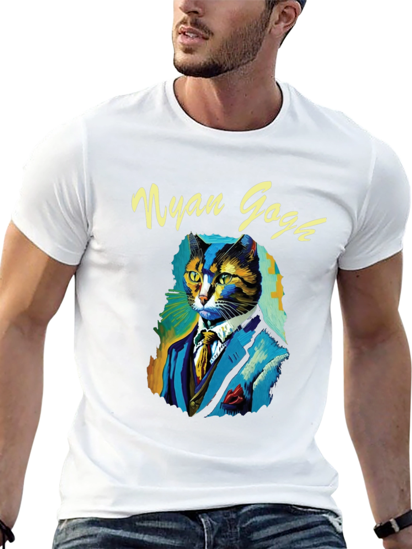 Nyan Gogh T-Shirt - Artistic Cat Portrait Tee