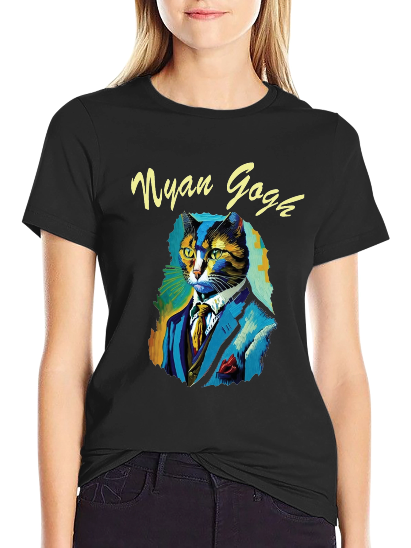 Nyan Gogh T-Shirt - Artistic Cat Portrait Tee