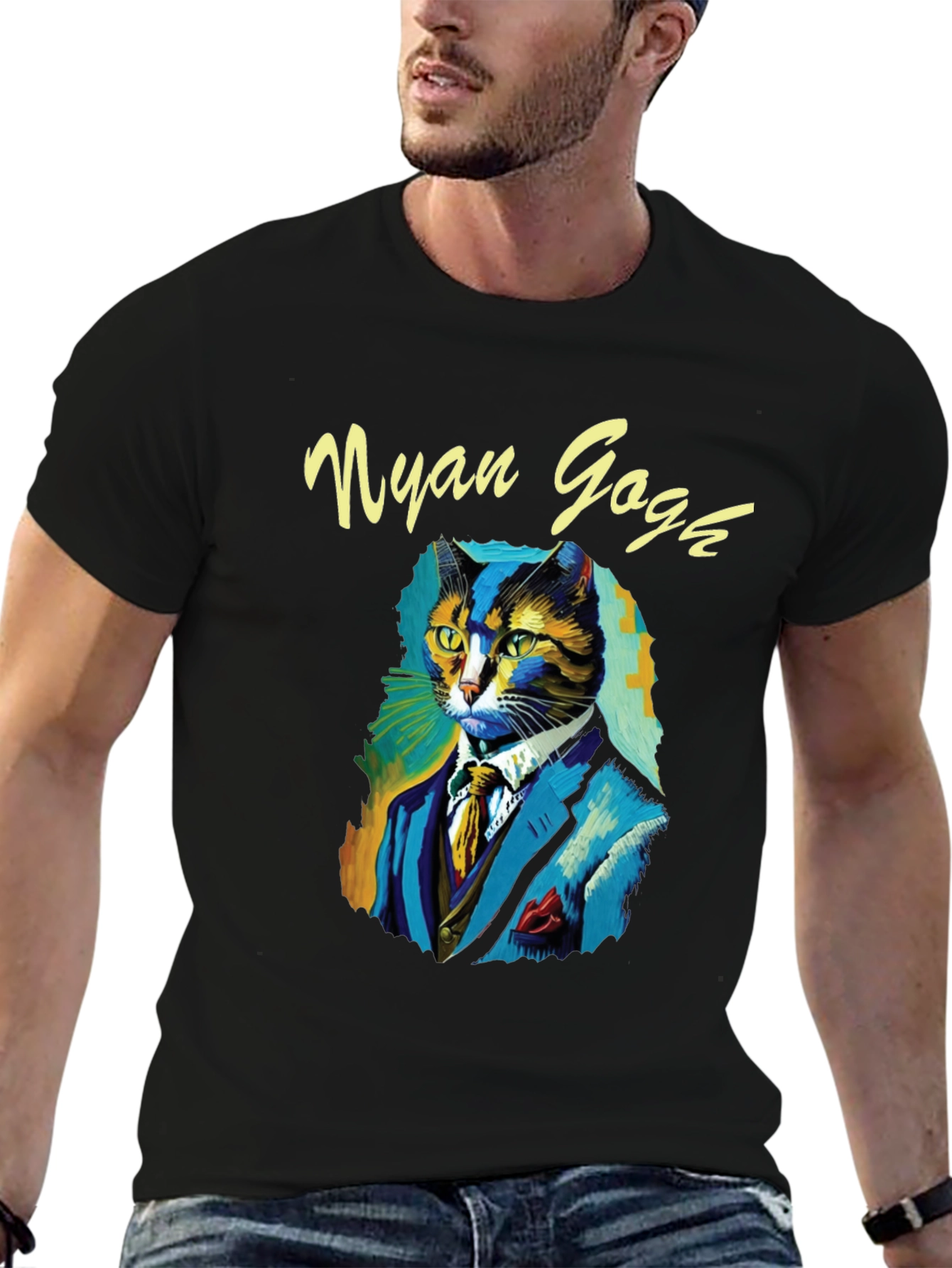 Nyan Gogh T-Shirt - Artistic Cat Portrait Tee