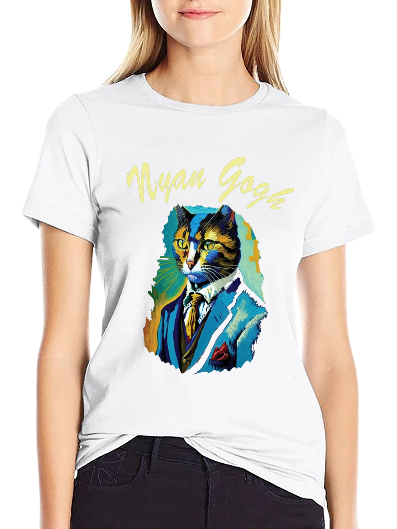 Nyan Gogh T-Shirt - Artistic Cat Portrait Tee