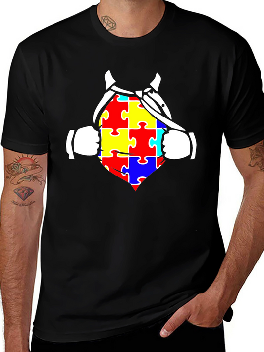 Autism Awareness Superhero Tee - Black