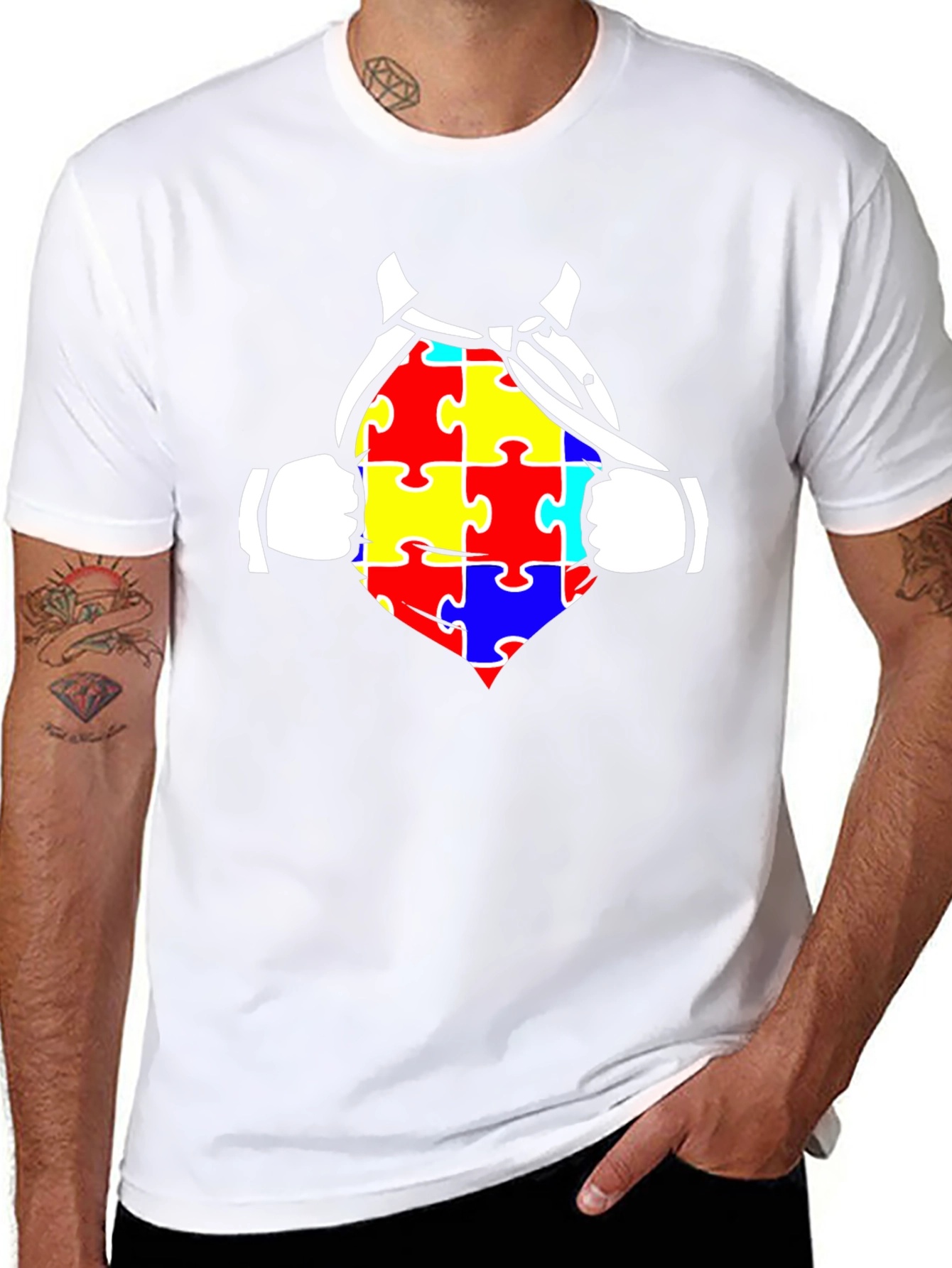 Autism Awareness Superhero Tee - Black