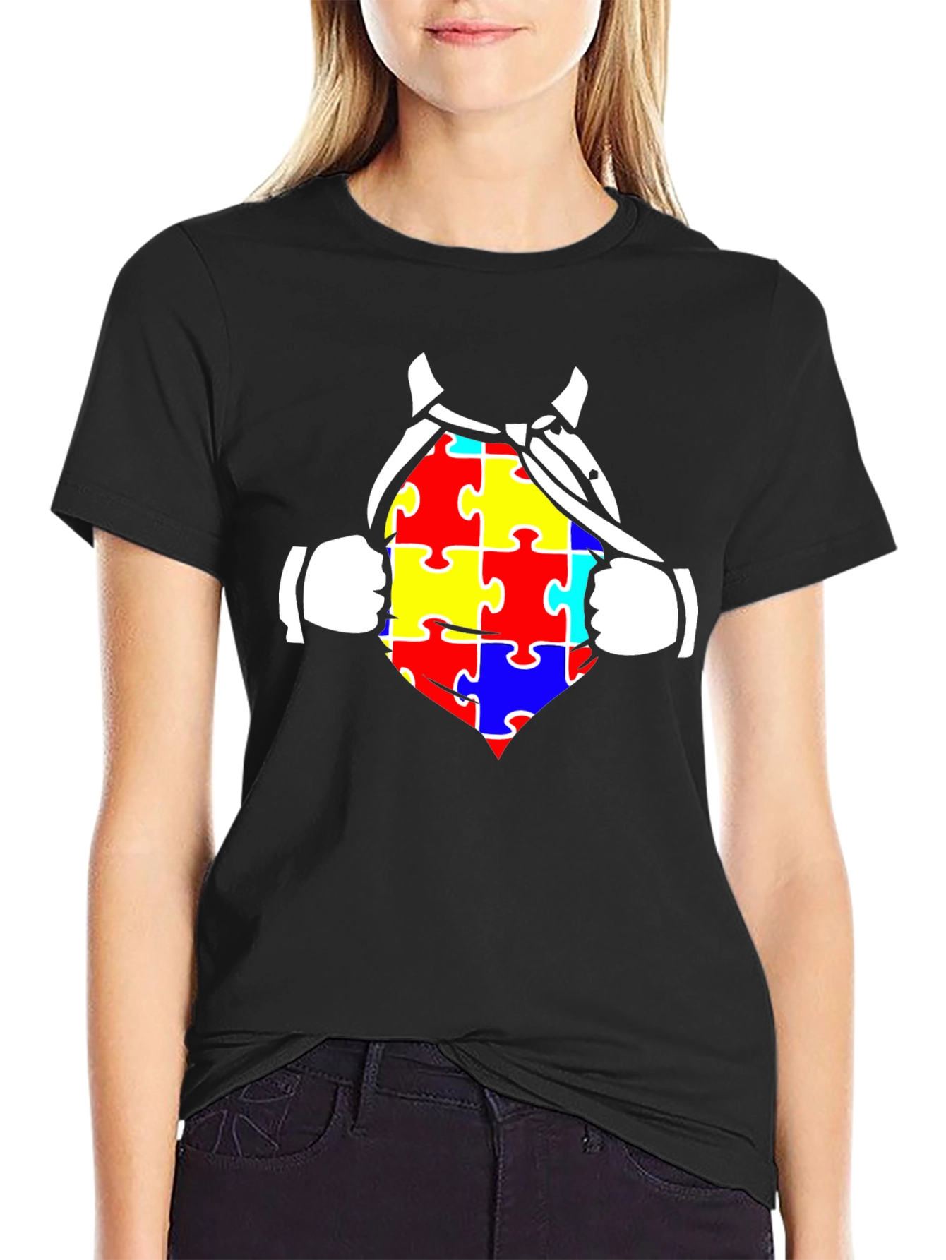 Autism Awareness Superhero Tee - Black
