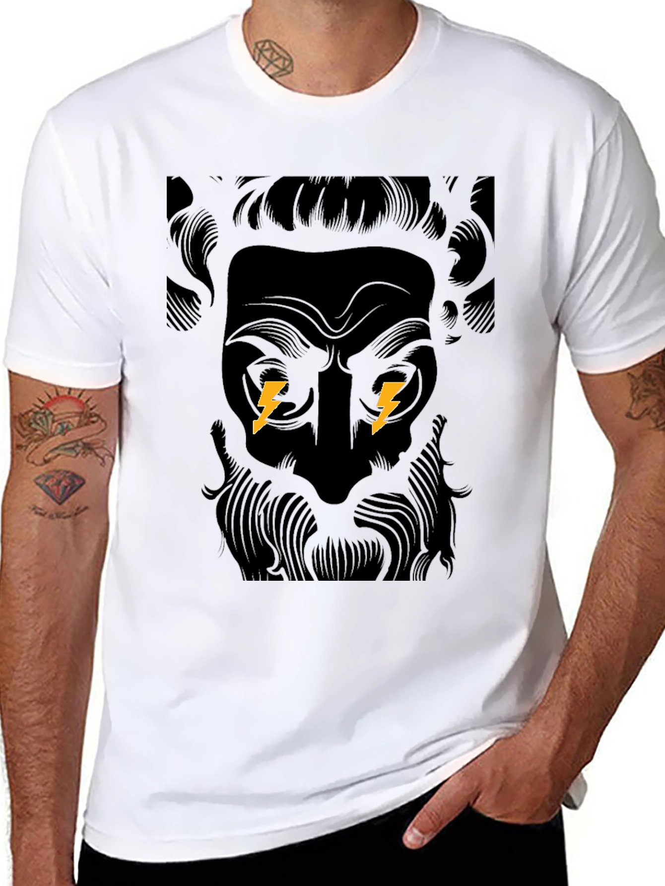 Zeus Bolt Black Graphic Tee - Powerful Design
